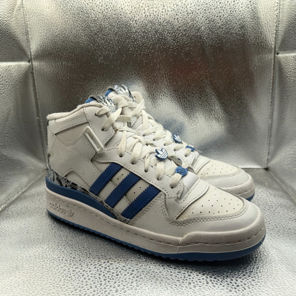 Size 7 Adidas Originals Forum Mid Sky Blue Mens Lace Up Athletic Sneakers GX8945